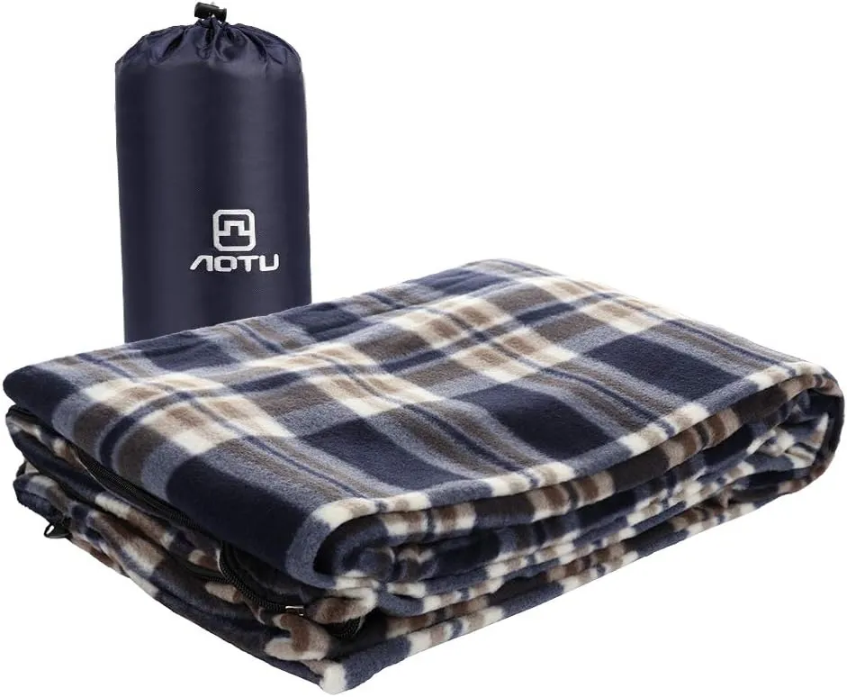 Camping Fleece Sleeping Bag for 4 Season, Single Envelope Sleeping Bag, Wearable Sleeping Bag with Zippered, Lightweight Camping Sleep Bag Liner for Hiking Backpacking