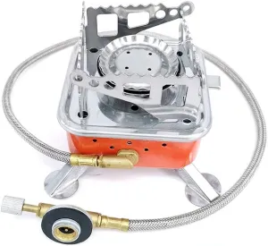 Camping Gas Stove Outdoor Camping Stove 2800W Mini Portable Folding Camping Cassette Tube/Spiral Tube Stove Ultra Light and Small for Camping Hiking Backpack Outdoor Gear
