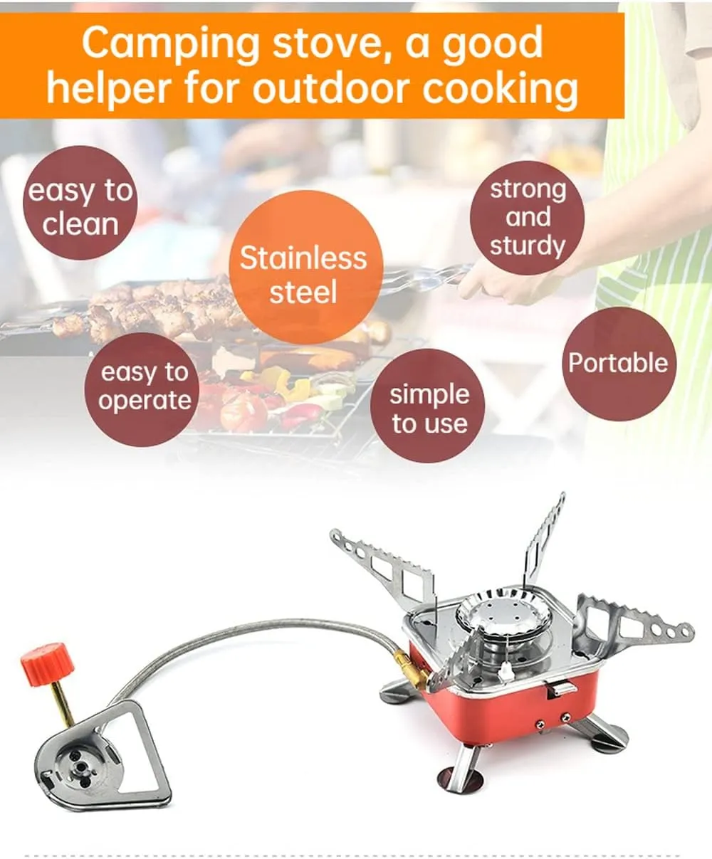 Camping Gas Stove Outdoor Camping Stove 2800W Mini Portable Folding Camping Cassette Tube/Spiral Tube Stove Ultra Light and Small for Camping Hiking Backpack Outdoor Gear