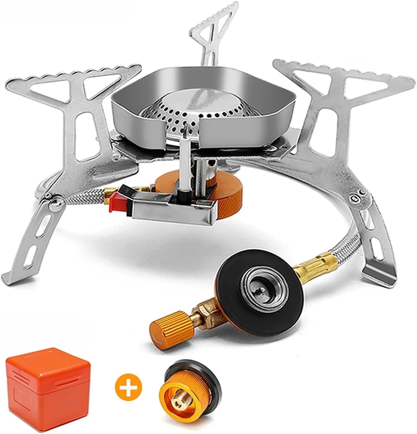 Camping Gas Stove Windproof Outdoor Gas Burner Portable Folding Split Tourist Equipment for Cooking Hiking 3500W (Color : Set 6)