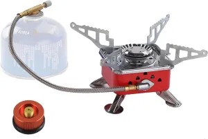 Camping Gas Stove,Junior Compact Burner,Backpacking Stoves,Outdoor Single Stove,Piezo Ignition, Portable Foldable Stove,Outdoor Backpacking and Picnics, Home Emergencies(Style D)