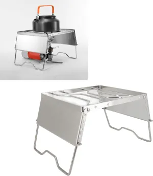Camping Grill, Foldable Stainless Steel Stove Stand Rack - Portable and Multifunctional Picnic Pot Bracket - Ideal for Camping and Traveling - Silver