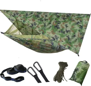 Camping Hammock Mosquito Net Rain Fly Tent Canopy Portable Outdoor Single & Double Hammock Tree Straps for Yard Hiking Camping Survival Travel
