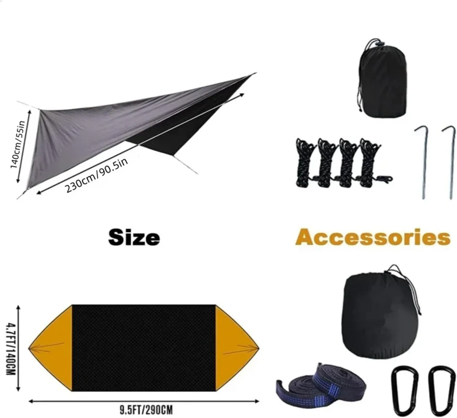Camping Hammock with Mosquito Net and Rain Fly Tarp,Hammock Chair Swing Chair Outdoor for Backpacking, Survival,Travel for Terrace, Outdoor(Camouflage and Camou)