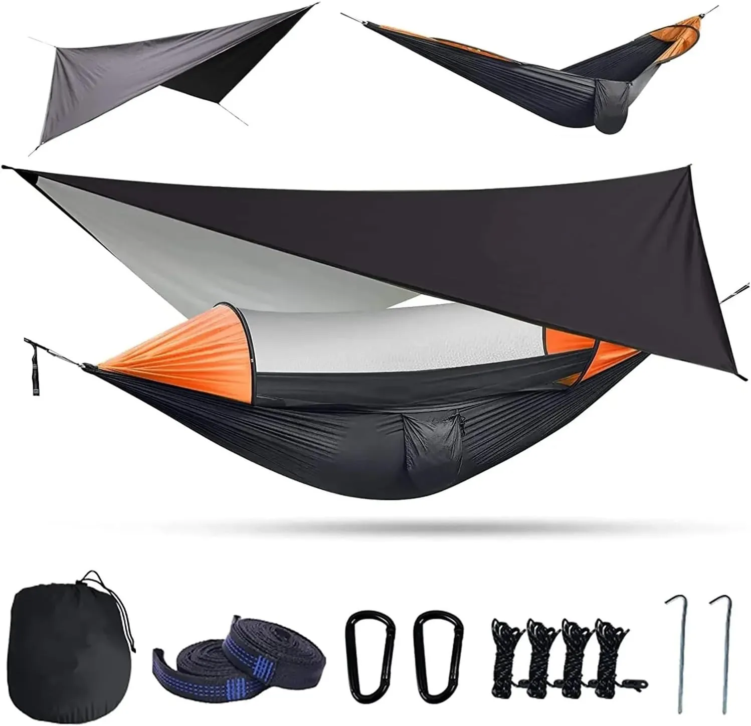 Camping Hammock with Mosquito Net and Rain Fly Tarp,Hammock Chair Swing Chair Outdoor for Backpacking, Survival,Travel for Terrace, Outdoor(Camouflage and Camou)