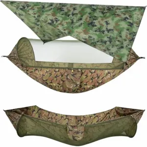 Camping Hammock with Mosquito Net and Rain Fly Tarp,Hammock Chair Swing Chair Outdoor for Backpacking, Survival,Travel for Terrace, Outdoor(Camouflage and Camou)