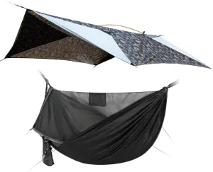 Camping Hammock with Mosquito Net and Tent Tarp, Lightweight Hanging Hammocks Tree Straps, All-in-one Fast Open Hammock for Outside, Hiking, and Travel