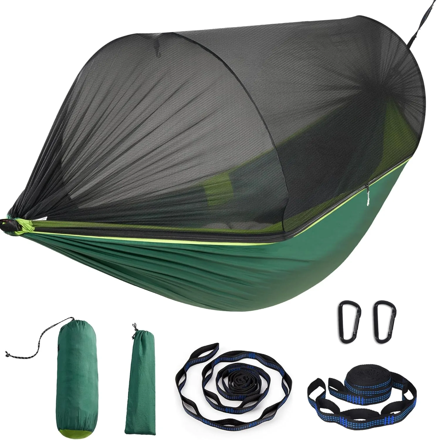 Camping Hammock with Mosquito Net – Lightweight & Portable Double/Single Hammock with House-Like Net, Easy Setup for Hiking, Backpacking, and Outdoor Sleeping