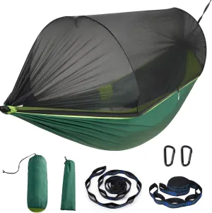 Camping Hammock with Mosquito Net – Lightweight & Portable Double/Single Hammock with House-Like Net, Easy Setup for Hiking, Backpacking, and Outdoor Sleeping