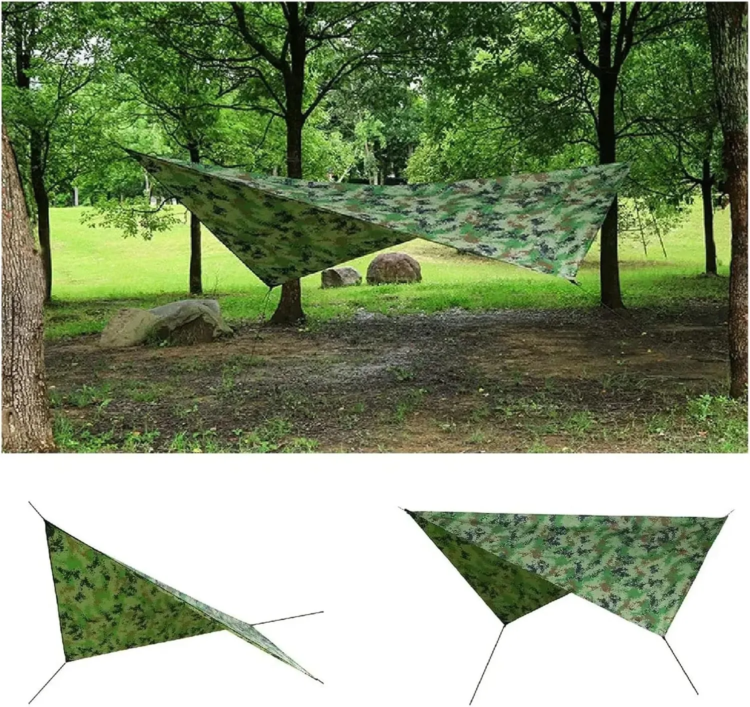 Camping Hammock with Mosquito Net&Rainfly Tent Tarp Tree Straps,Portable Nylon Hammock Tent for Camping Hiking Backyard Travel for Terrace, Outdoor(Camou and Camou)
