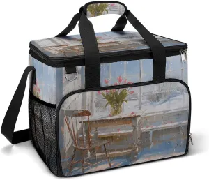 Camping Ice Pack, Vase on The Table Print Insulated Cooler Bag Large Capacity Ice Pack Portable Camping Cooler Outdoor Picnic Cooler
