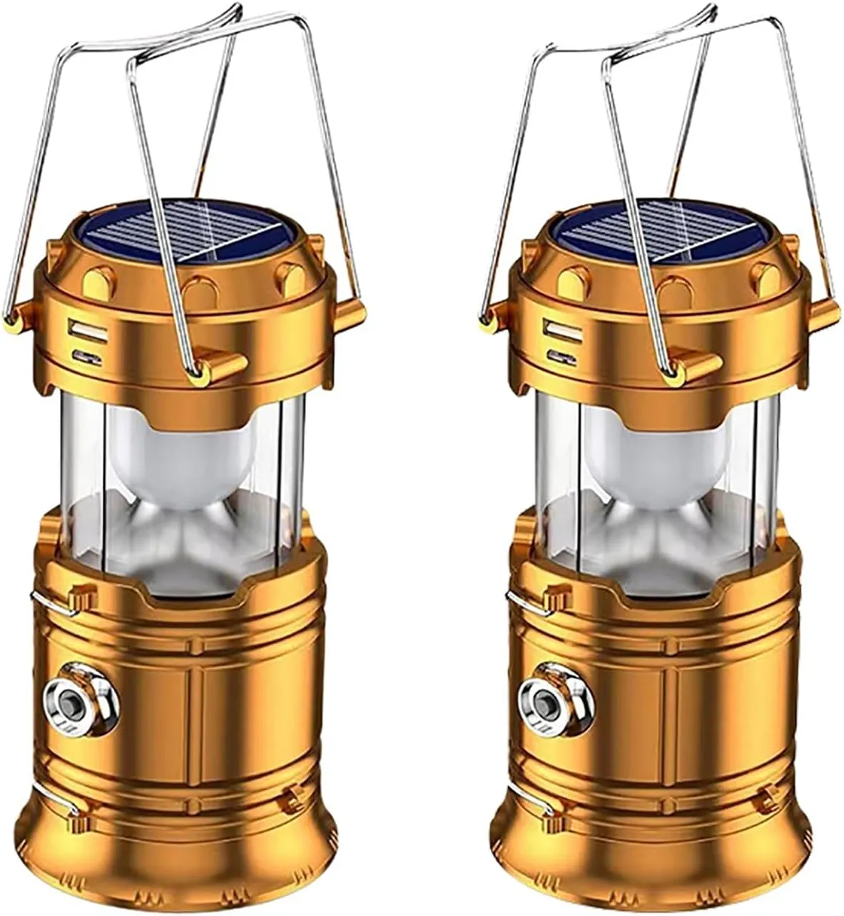 Camping Lantern Camping Essentials Solar Flashlight Waterproof Camping Lights Battery Operated Collapsible Emergency Lights for Outages Hiking Hurricane 2 Pack
