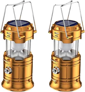 Camping Lantern Camping Essentials Solar Flashlight Waterproof Camping Lights Battery Operated Collapsible Emergency Lights for Outages Hiking Hurricane 2 Pack