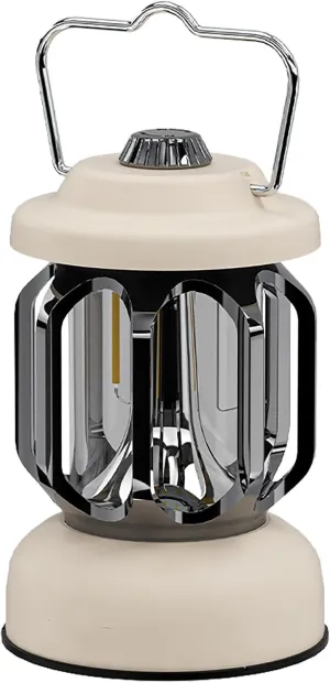 Camping Lantern, Multifunctional Rechargeable Portable Dimmable Emergency Lights Charging for Home Outdoor Camping Dormitory Garden Corridor Built in Battery (Off White)