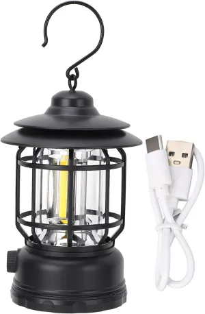Camping Lantern, Rechargeable Camping Light Lantern Stepless Dimmable Retro Portable Tent Light for Outdoor Hiking Emergency