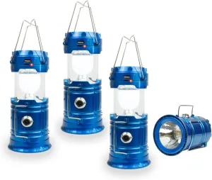 Camping Lantern Solar Rechargeable with Phone Charger,LED Lantern Flashlight 2 Power Supply Modes Survival Kit for Emergency, HuHMIASFMKicane(4 Pack)