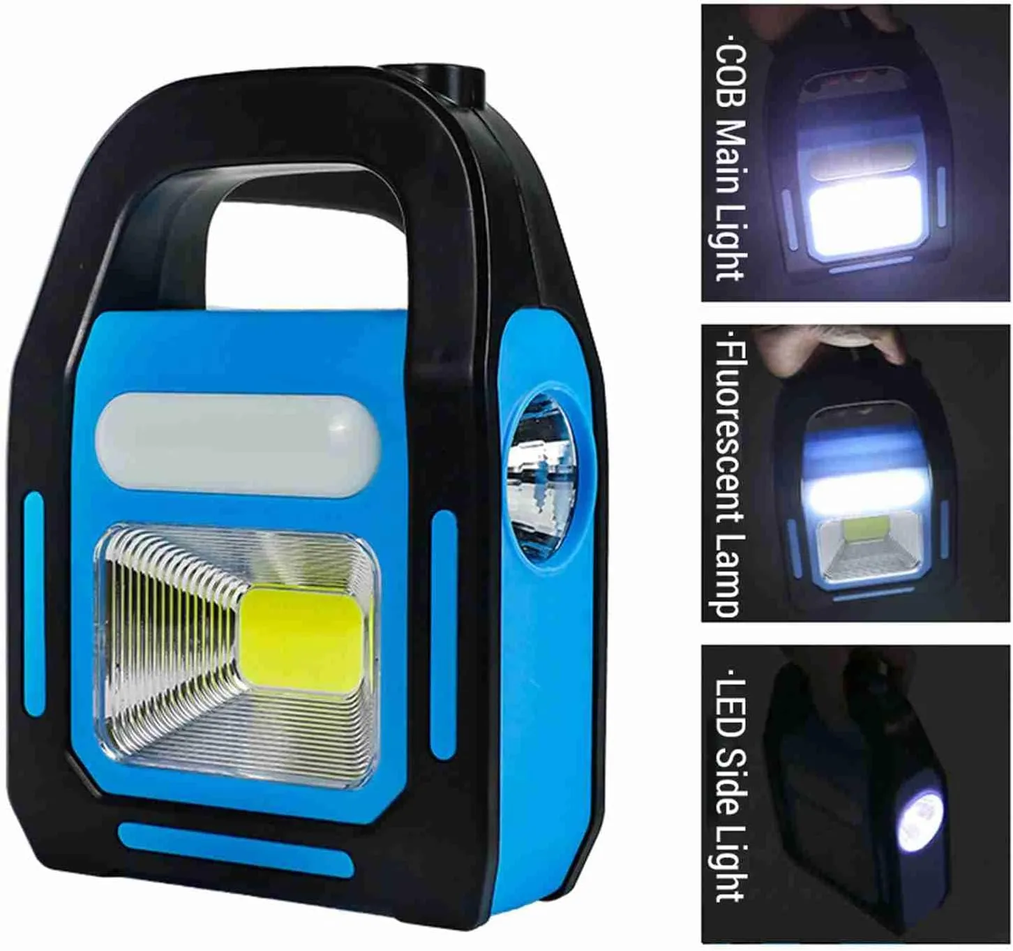Camping Lantern,3 in 1 Solar USB Rechargeable Lantern Tent Lights for Emergency, Hurricane (Blue)