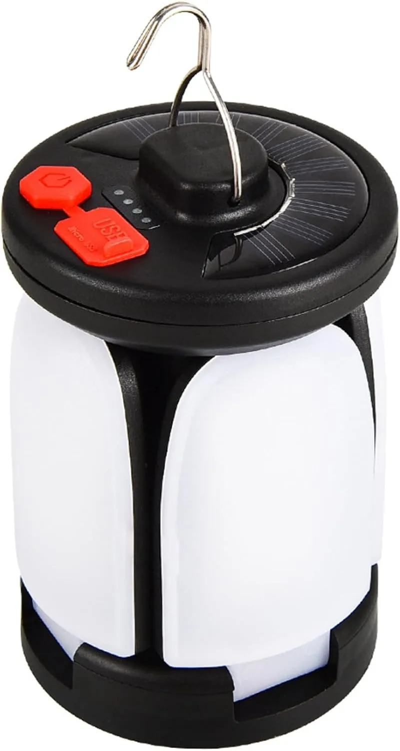 Camping Lights Solar Camping Lantern Portable LED Rechargeable Tent Light Bright Waterproof Emergency Lamp for Hiking Fishing Outdoor.