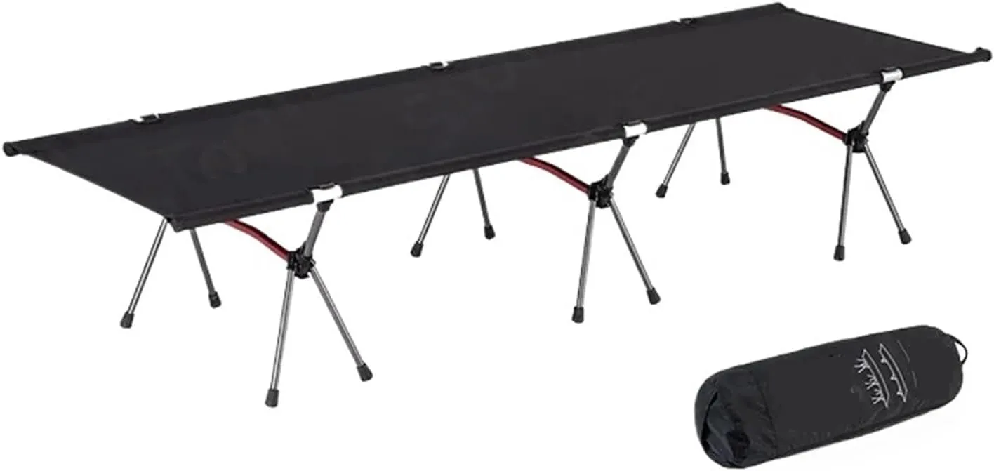 Camping Mat Bed Foldable Sturdy Tent Cot Office Single Folding Bed Travel Portable Hiking(Black)