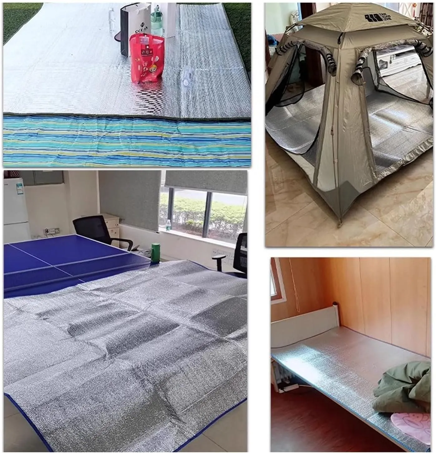 Camping Mat Foam Foil Aluminum Waterproof Cushion Foldable Outdoor Sleeping Mattress Insulated Footprint Pad for Camping Foam Pad Insulating Foil Mat with Carrying Bag