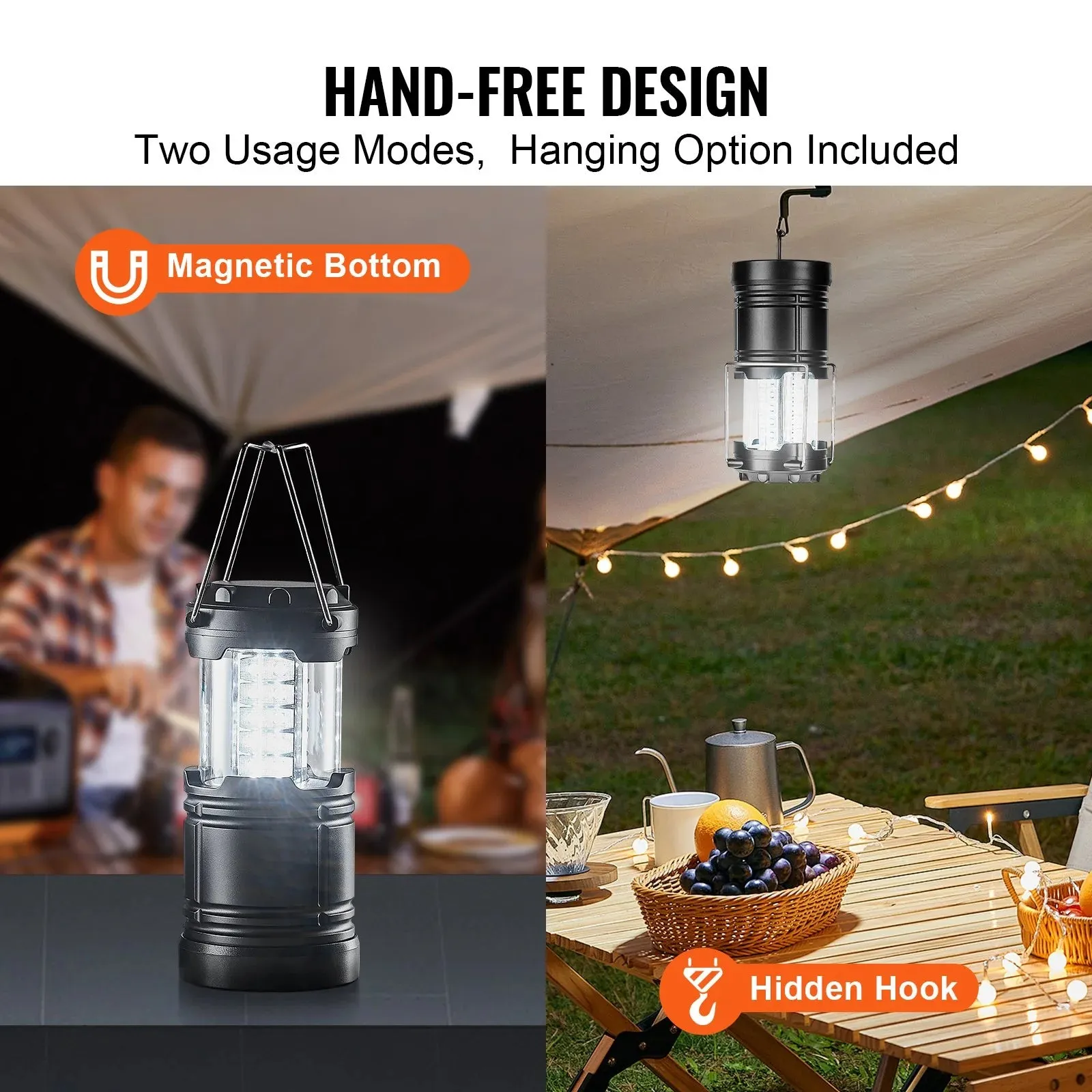 Camping of Lanterns Global express 4 LED Set Battery Camping Collapsible Highly rated VEVOR Powered Lights