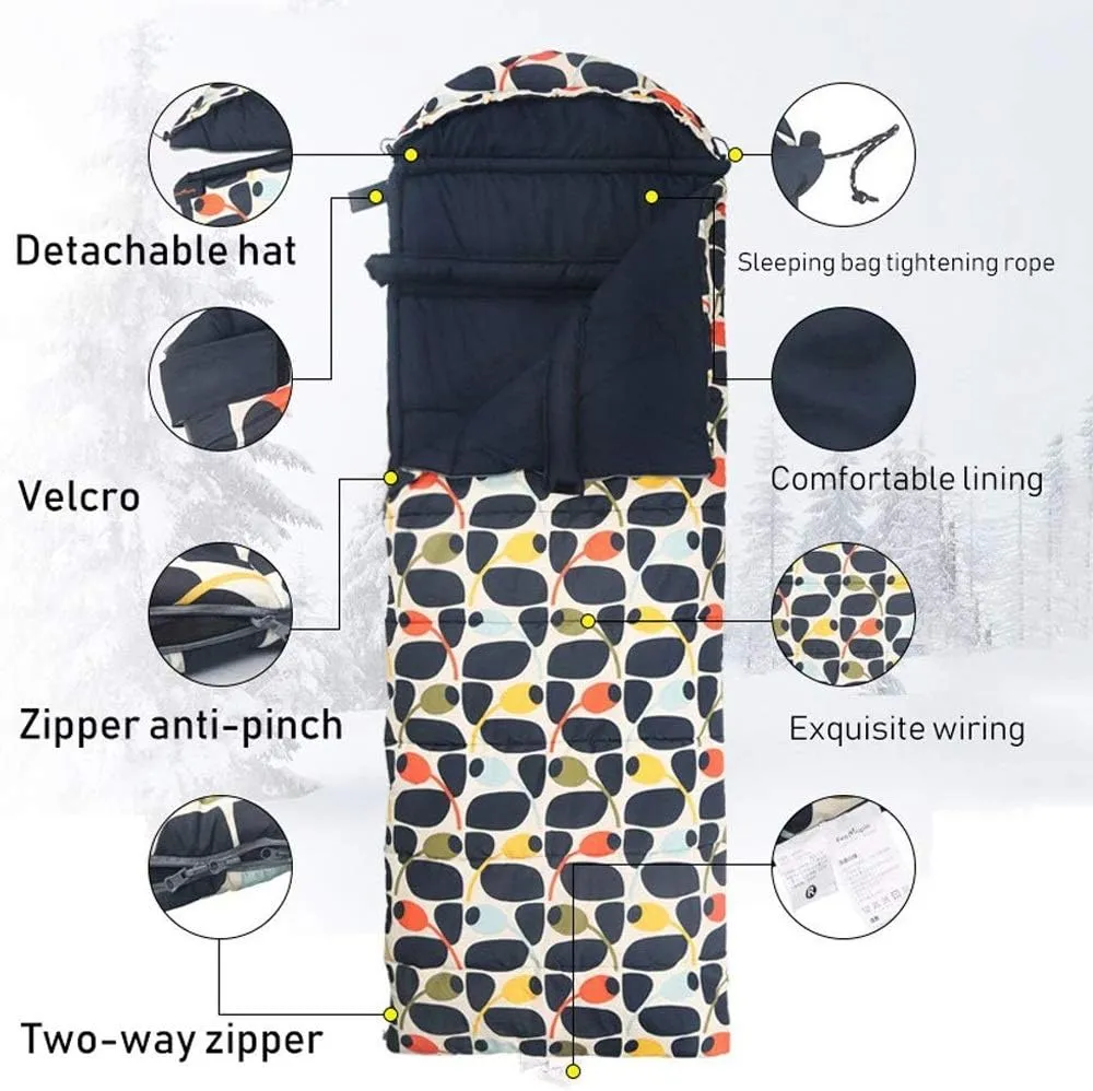 Camping Sleeping Bag, Envelope Sleeping Bag, Easy to Carry Warm Adult Sleeping Bag Outdoor Sports Camping Hiking with Carry Bag Lightweight(1.2kg)
