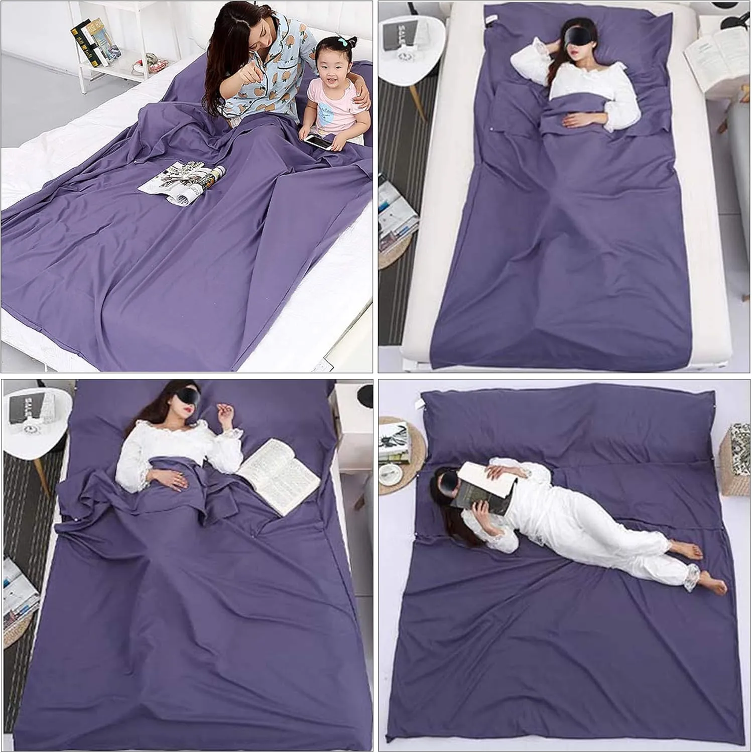 Camping Sleeping Bag Liner Lightweight Portable Clean Travel Sheet Sack for Hotel Train Trip Hiking Camping Outdoor Picnic