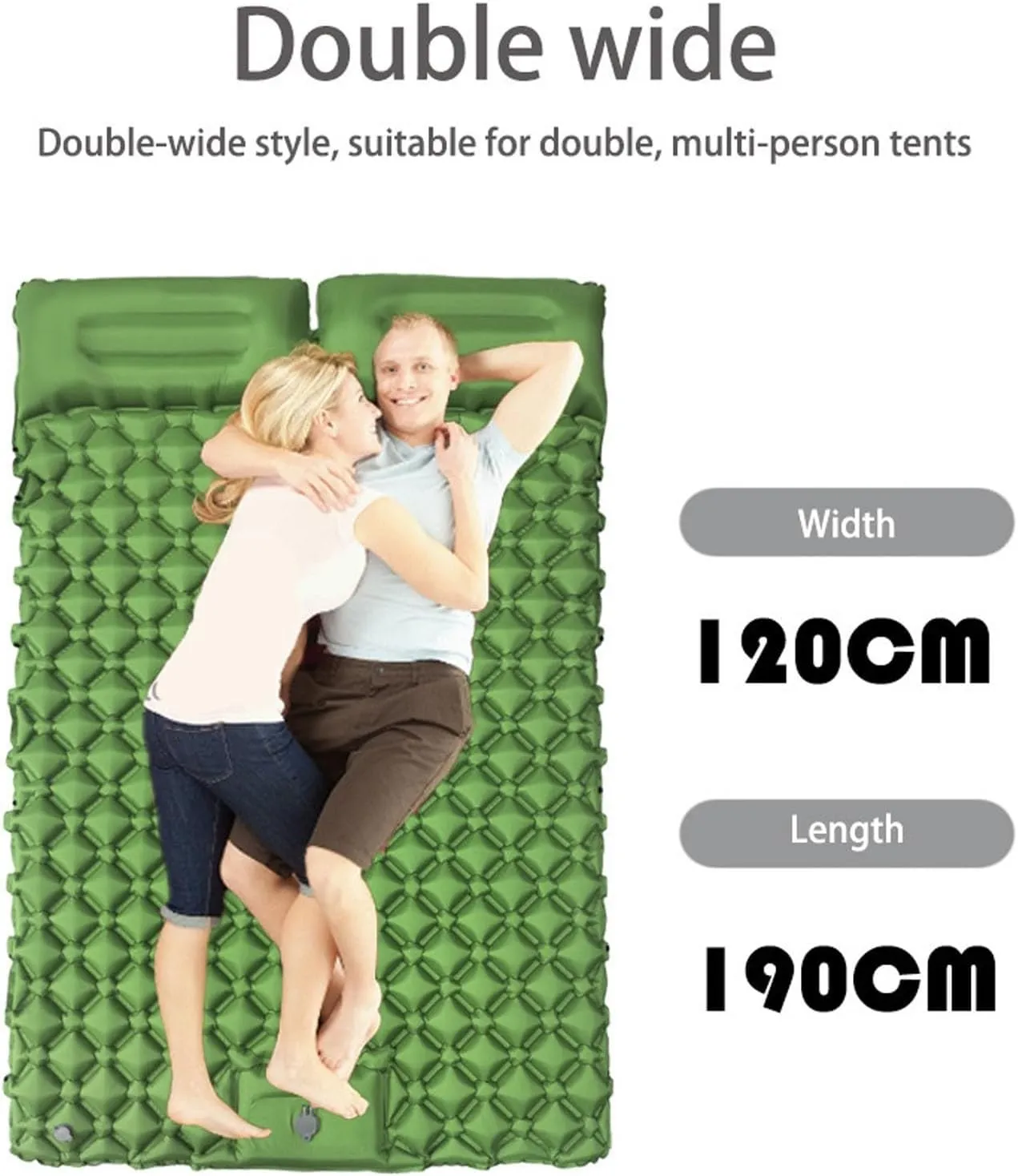 Camping Sleeping Pad, Self Inflating 2 Person - Camping Mattress Ultralight 4.5 R-Value with Built-in Foot Pump & Pillow for Backpacking, Winter Camping - 20D Nylon Waterproof (Gray)