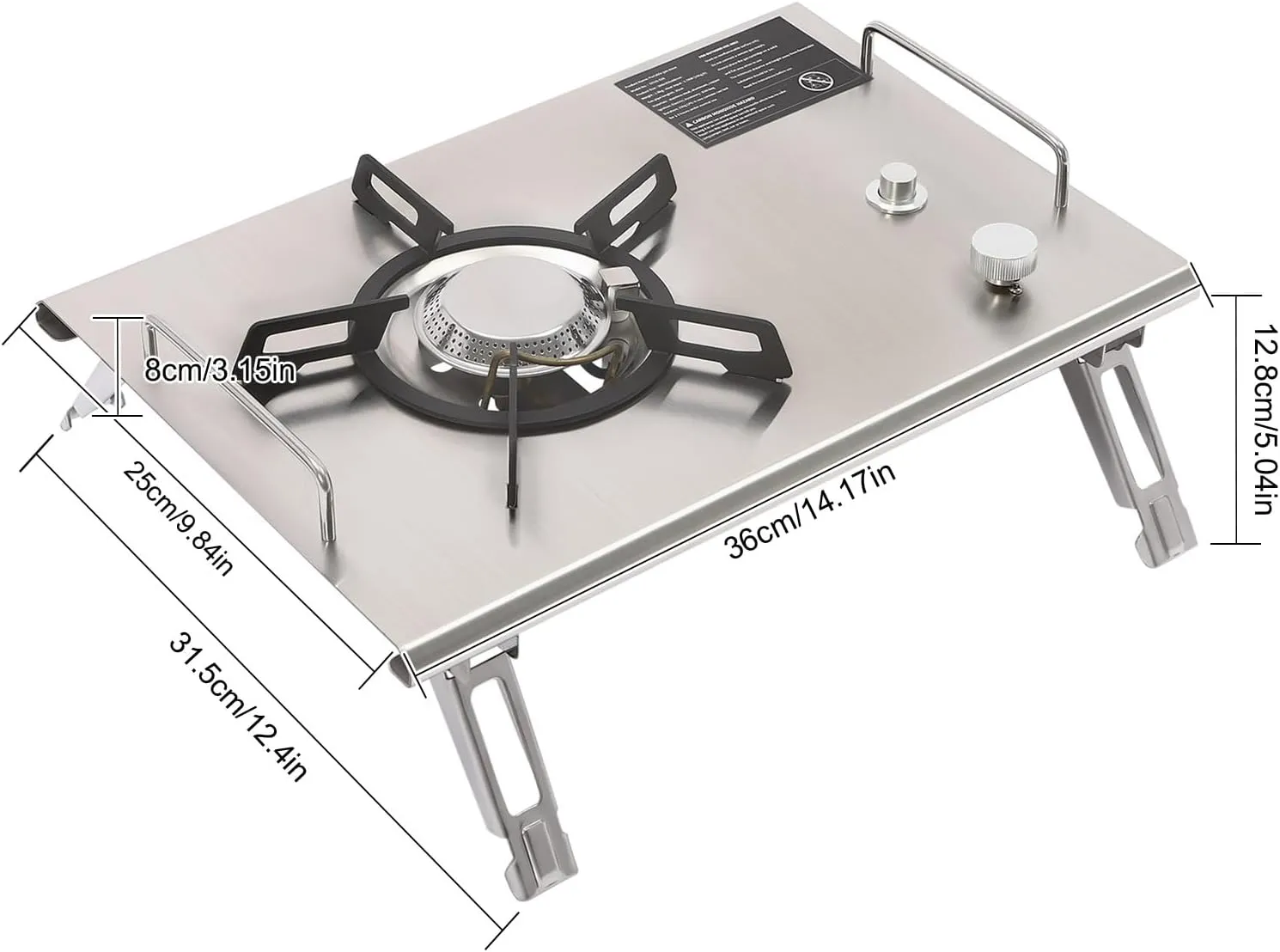 Camping Stove 13,648 BTUs Portable Gas Stove Electronic Ignition Outdoor Camping Cooking Stove Foldable Gas Camp Stove for Outdoor Cooking Hiking Camping (Silver)