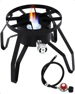 Camping Stove, 14" Propane Burner, High Pressure Single Propane Burner,Portable Gas Stove, Outdoor Stove BBQ 100000 BTU, for Home Brewing, Turkey Fry