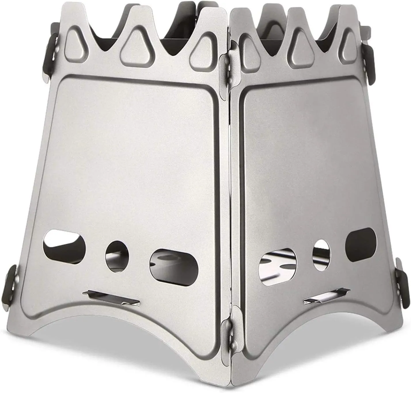 Camping Stove Camping Wood Stove Folding Titanium Wood Burning Stove Lightweight Pocket Stove Outdoor Camping Stove (Color : Silver, Size : One Size) (Silver One Size)