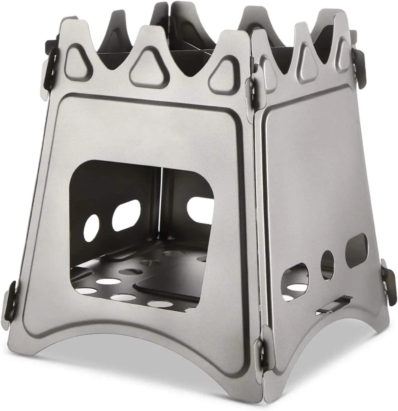 Camping Stove Camping Wood Stove Folding Titanium Wood Burning Stove Lightweight Pocket Stove Outdoor Camping Stove (Color : Silver, Size : One Size) (Silver One Size)