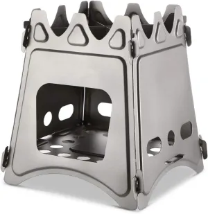 Camping Stove Camping Wood Stove Folding Titanium Wood Burning Stove Lightweight Pocket Stove Outdoor Camping Stove (Color : Silver, Size : One Size) (Silver One Size)