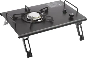Camping Stove Outdoor Gas Stove Barbecue Portable Gas Stove Folding Single Burner Gas Stove with Carrying Handle, Electronic Ignition Outdoor Camping Stove (Black)