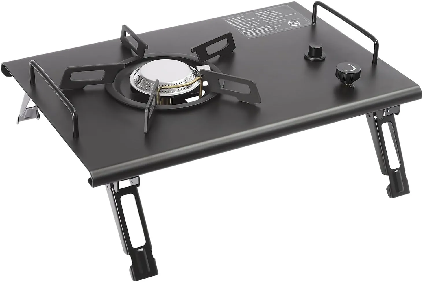 Camping Stove Outdoor Gas Stove Barbecue Portable Gas Stove Folding Single Burner Gas Stove with Carrying Handle, Electronic Ignition Outdoor Camping Stove (Black)