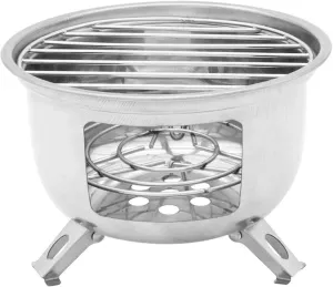 Camping Stove Outdoor Mini Pocket Stove Round Stainless Steel Wood Burning Stove Outdoor Camping Stove (Color : Silver, Size : One Size) (Silver One Size)
