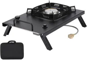 Camping Stove, Portable Stove With Adjustable Burners, Foldable Table For IGT Stove, Gas Stove Propane Burners For Outdoor Cooking,Hiking, Camping(Black)