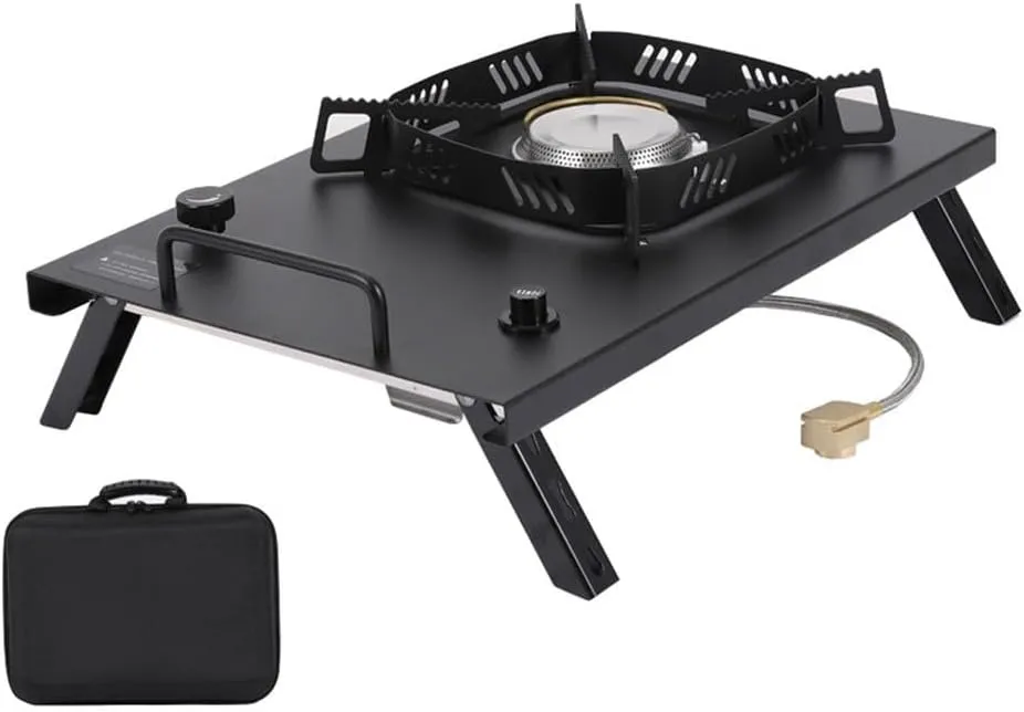 Camping Stove, Portable Stove With Adjustable Burners, Foldable Table For IGT Stove, Gas Stove Propane Burners For Outdoor Cooking,Hiking, Camping(Drain basket)