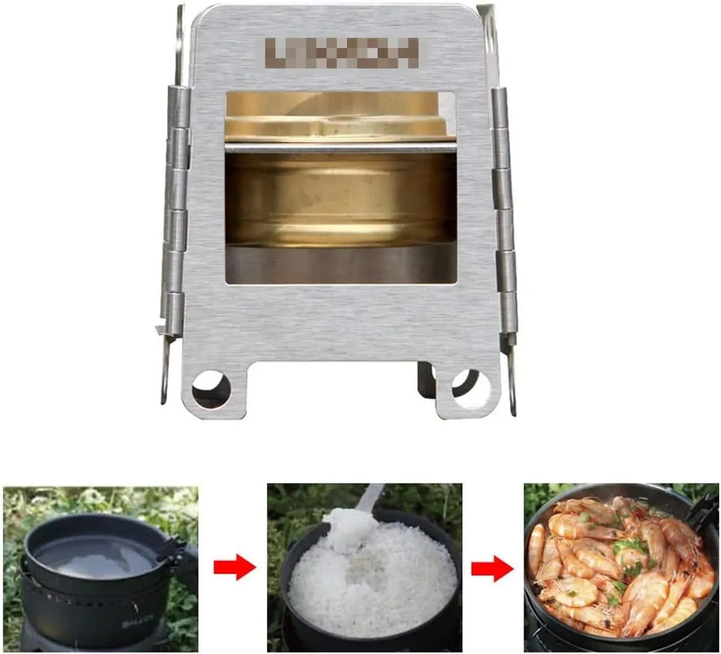 Camping Stove Stainless Steel Wood Burning Stove Lightweight Folding Pocket Stove with Backup Alcohol Burner Outdoor Camping Stove (Color : Silver, Size : One Size) (Silver One Size)