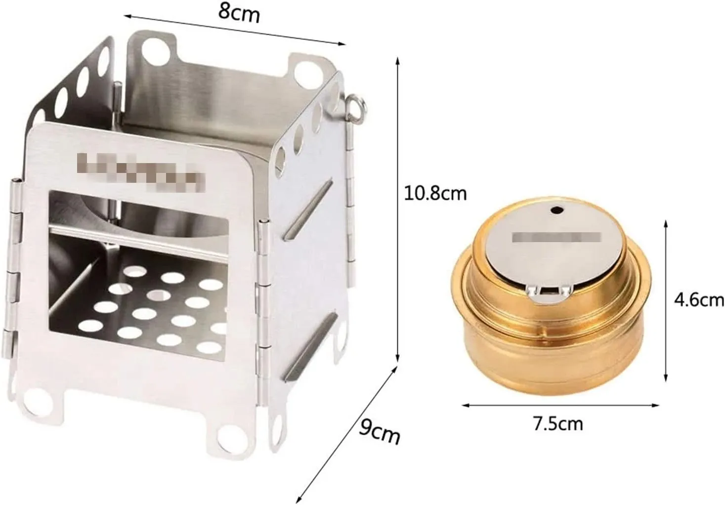 Camping Stove Stainless Steel Wood Burning Stove Lightweight Folding Pocket Stove with Backup Alcohol Burner Outdoor Camping Stove (Color : Silver, Size : One Size) (Silver One Size)