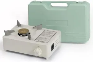 Camping-stoves 2100W Portable Butane Stove, Outdoor Windproof Cassette Stove, Adjustable Fire Stove with Piezoelectric Ignition, Suitable for Camping, Backpacking, Picnics and Car Trips (Color : Whit