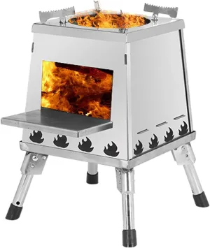 Camping Stove，Stove Bonfire with Stand Portable for Wood Burning，Low Smoke，Folding Legs，Height Adjustable，with Carry Bag，for Backpacking, Hiking, Outdoor Campire Picnic BBQ Cooking