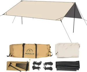 Camping Tarp, 19.7 x 18.4 ft Waterproof 210D Oxford Cloth Camping Canopy with Poles, Anti-UV UPF50  Lightweight Tent Tarps Shelter Car Awning for Outdoor, Picnic, Hammock, Backpacking