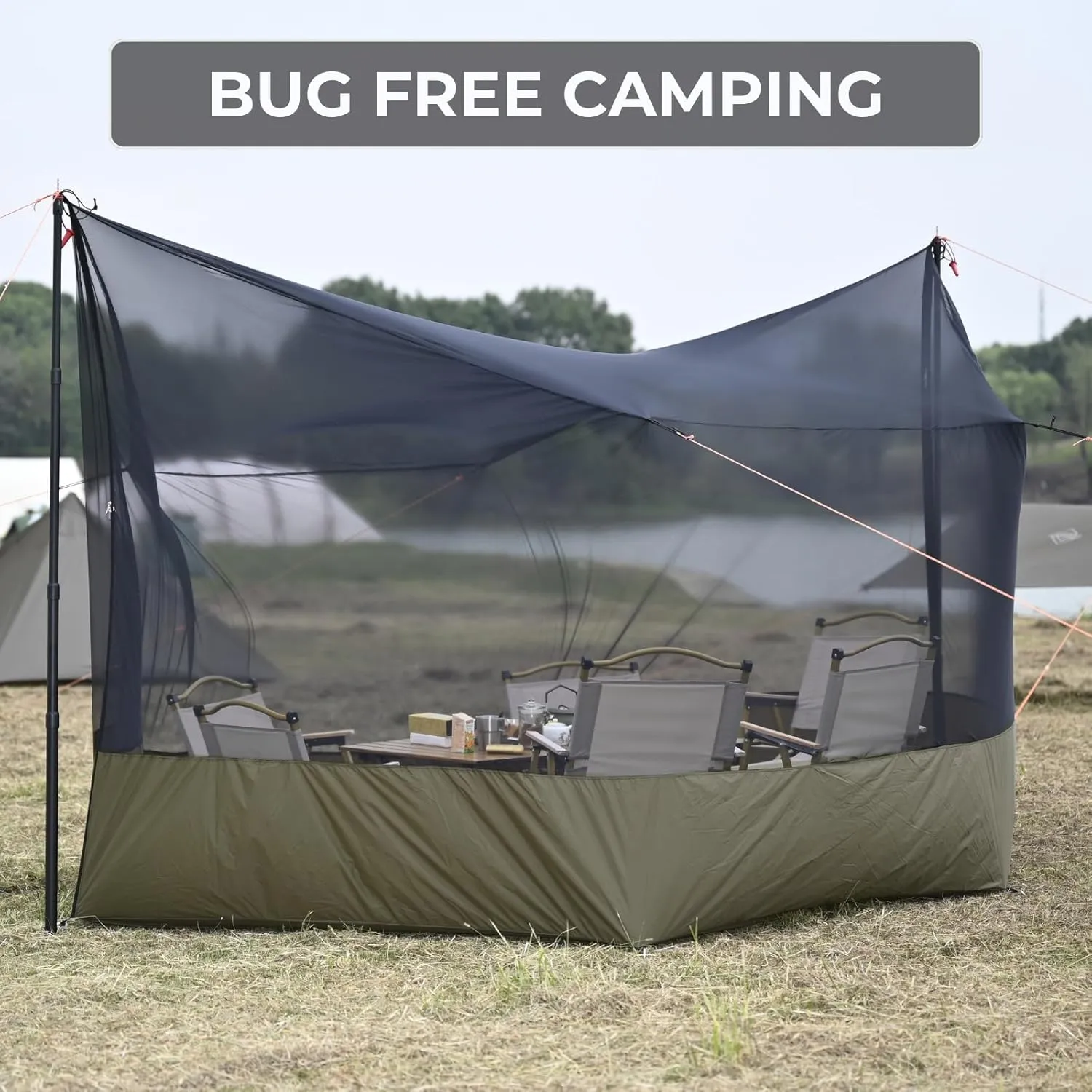 Camping Tarp Mosquito Net, Hammock Screen House Camping Lightweight Bugnet for Tarp 360 Degree Protection for Camping Patio Backyard Hiking Backpacking, Black