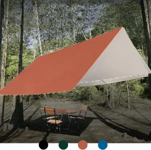 Camping Tarp Portable Multifunctional Backpacking Tarp, Waterproof Tent Tarp for Portable Beach Shelter, Rain Shelter for Picnic, Outdoor Activities, Extra Large, Lightweight and UV Resistant (Orange)