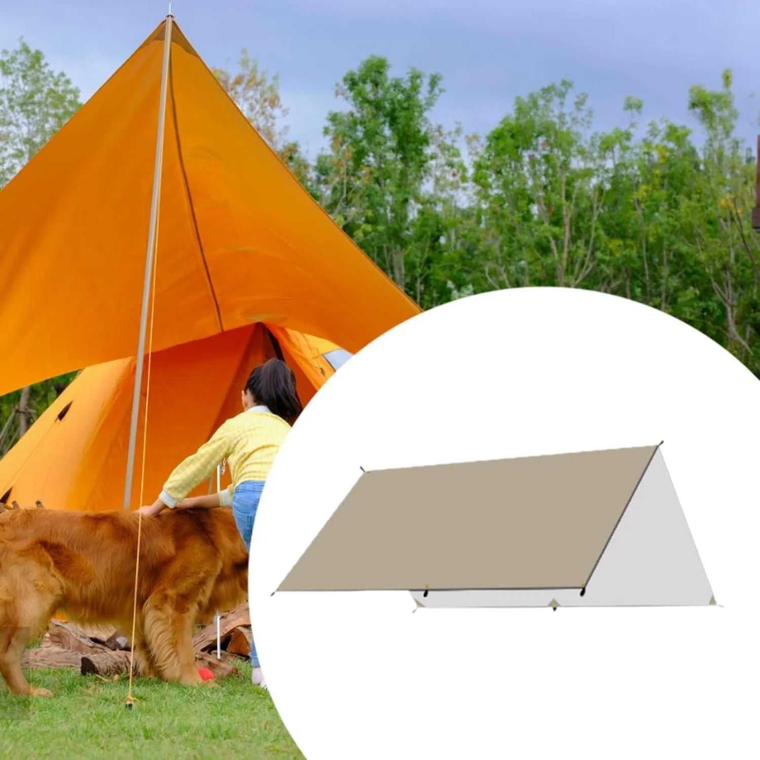 Camping Tarp Tent Tarp Lightweight Portable Compact Awning Canopy Camping Canopy for Picnic Barbecue Backpacking Traveling