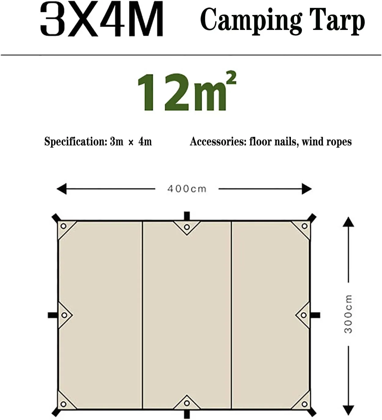 Camping Tarp with Stakes and Ropes, Waterproof Awning Canopy, Lightweight Outdoor Shelter, Portable Outdoor Large L-Shaped Camping Canopy for Backpacking Travel Beach Yard