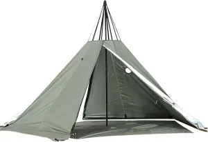 Camping Teepee Tent 2 Doors Tent Travel Teepee Tent 4-Season Camping Pyramid Tent Hike Waterproof Tent Outdoor Portable Equipment for Outdoor Backpacking Camping Hiking Heated Shelter