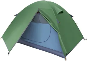 Camping Tent, Tent 2-3 People, 2 Doors Waterproof Windproof 3-4 Season Ultralight Backpack Tent for Camping, Outdoor, Trekking,Green