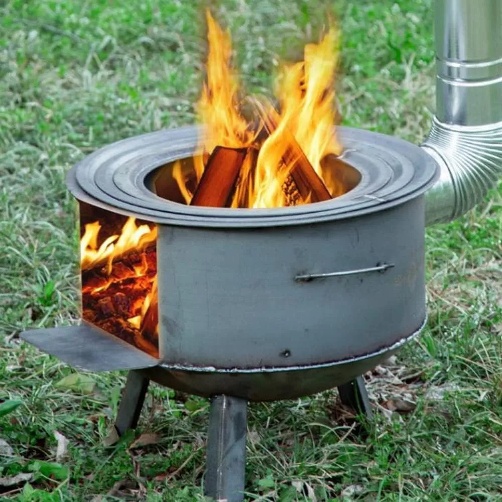Camping Wood Burning Stove, Stainless Steel Compact Portable Foldable Mini Mult Fuel Camp Stove with, Perfect for Backpacking Hiking Travelling Outdoor Cooking,Black,36 * 22 * 19CM